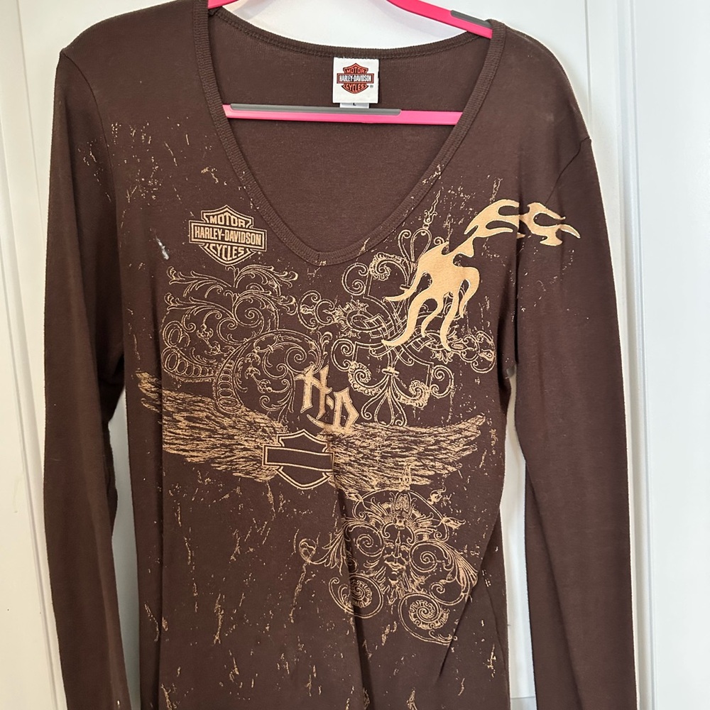 Harley-Davidson Brown Tee with Gold Logo